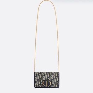 2-in-1 30 Montaigne Pouch:Blue Dior Oblique Jacquard